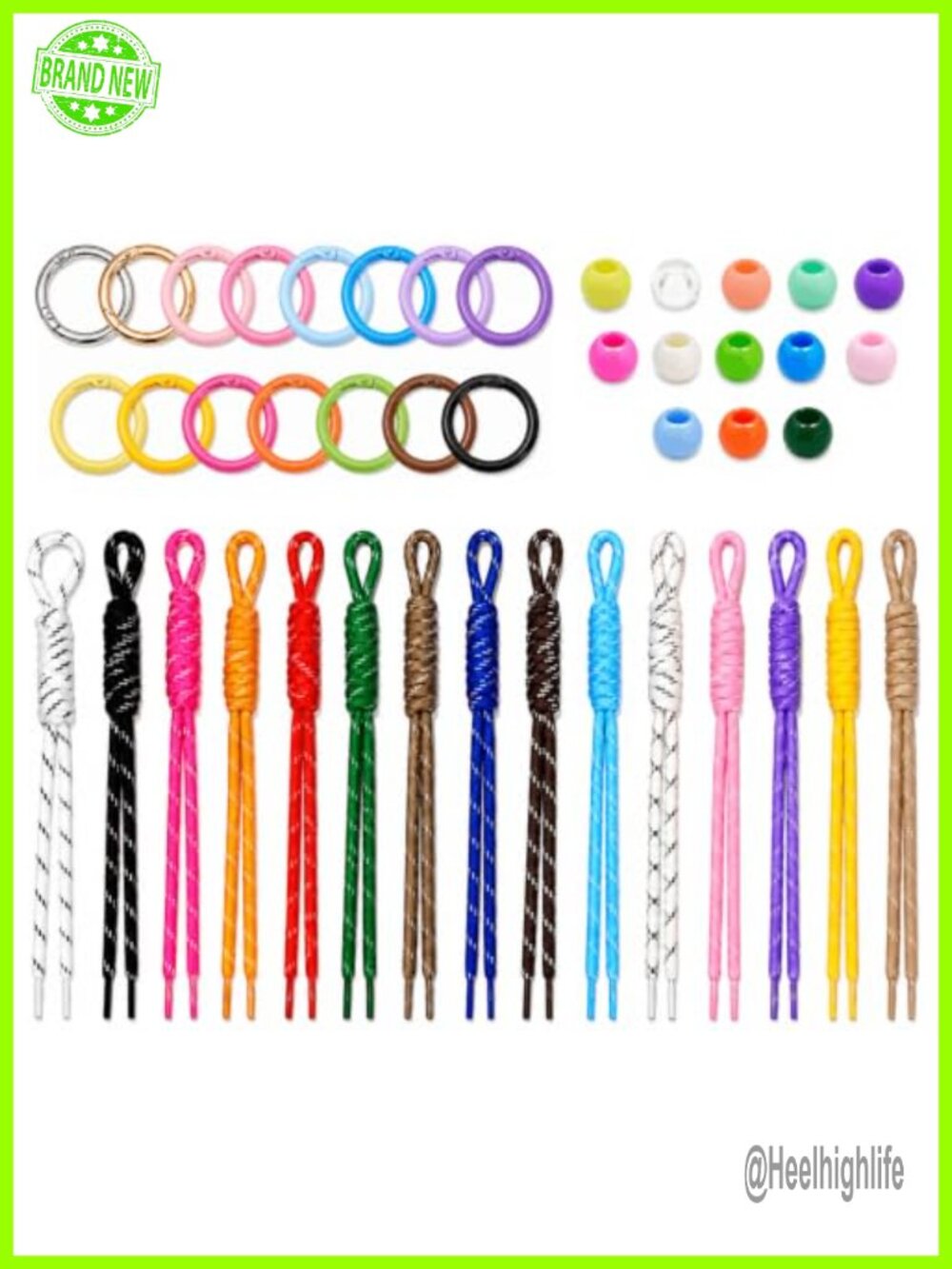 Paracord Keychain Charm DIY Craft Kit with Beads for Backpacks Bags Tote